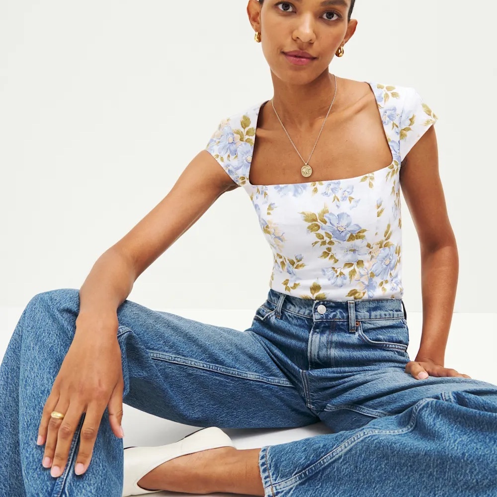 Reformation Cora Linen Top Romantic - Size 6